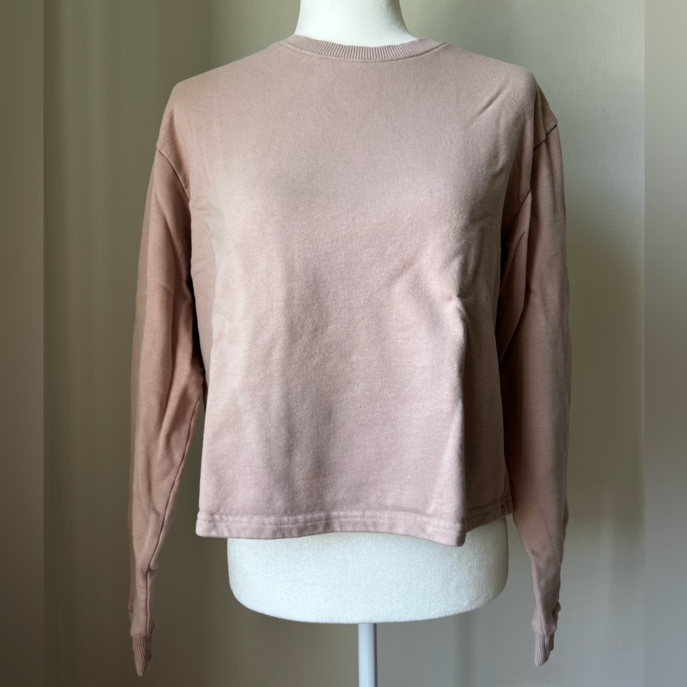 Outdoor Voices Tan Pink Boxy Long Sleeve Sweatshirt